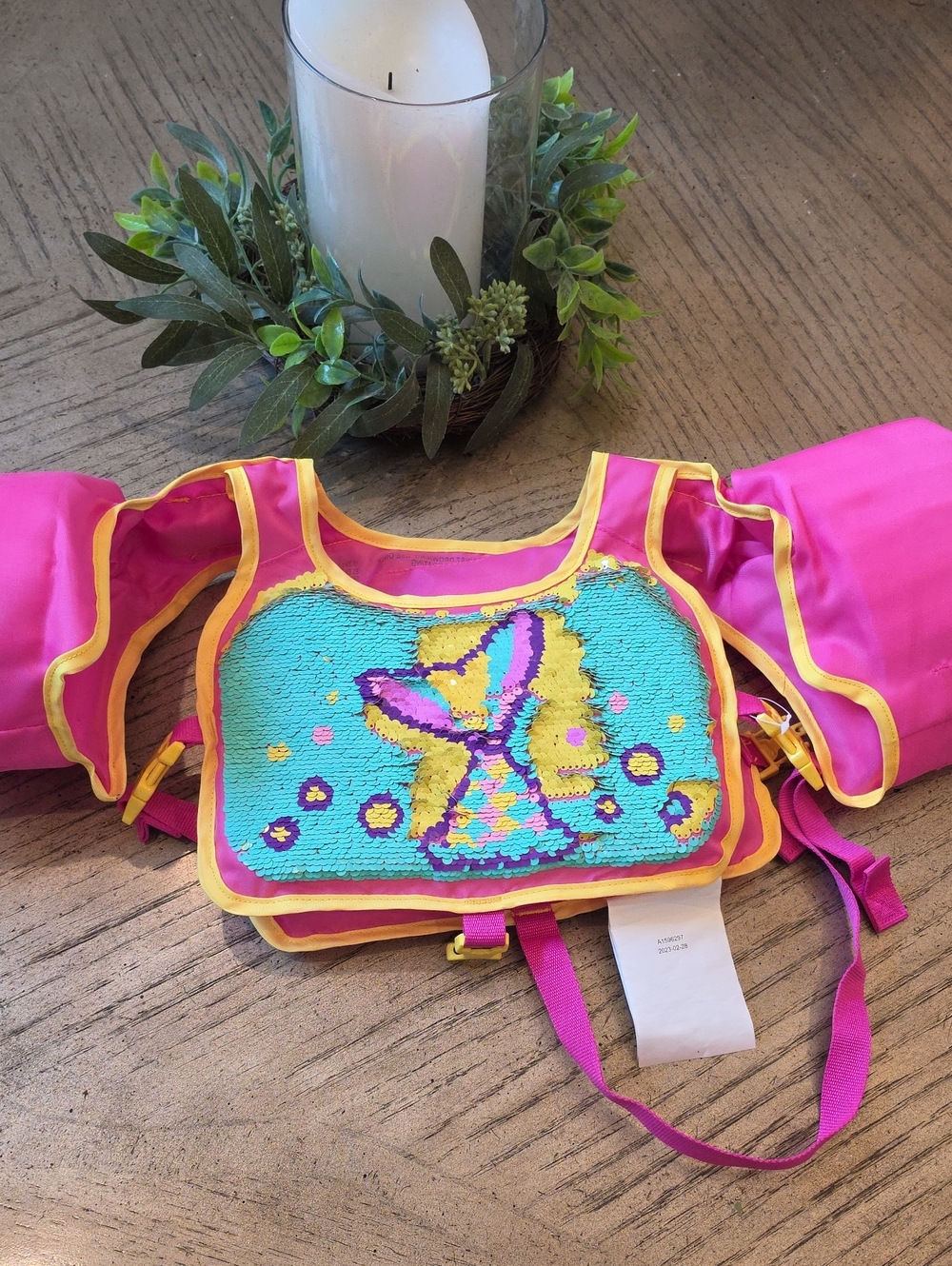 Kids Pink Sequin Mermaid Swim Float Vest